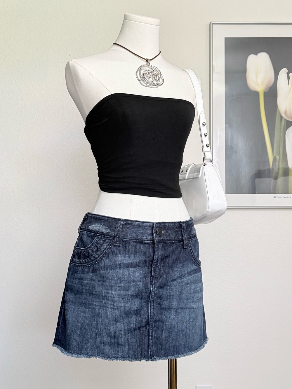 Y2K Express Low Rise Denim Mini Skirt